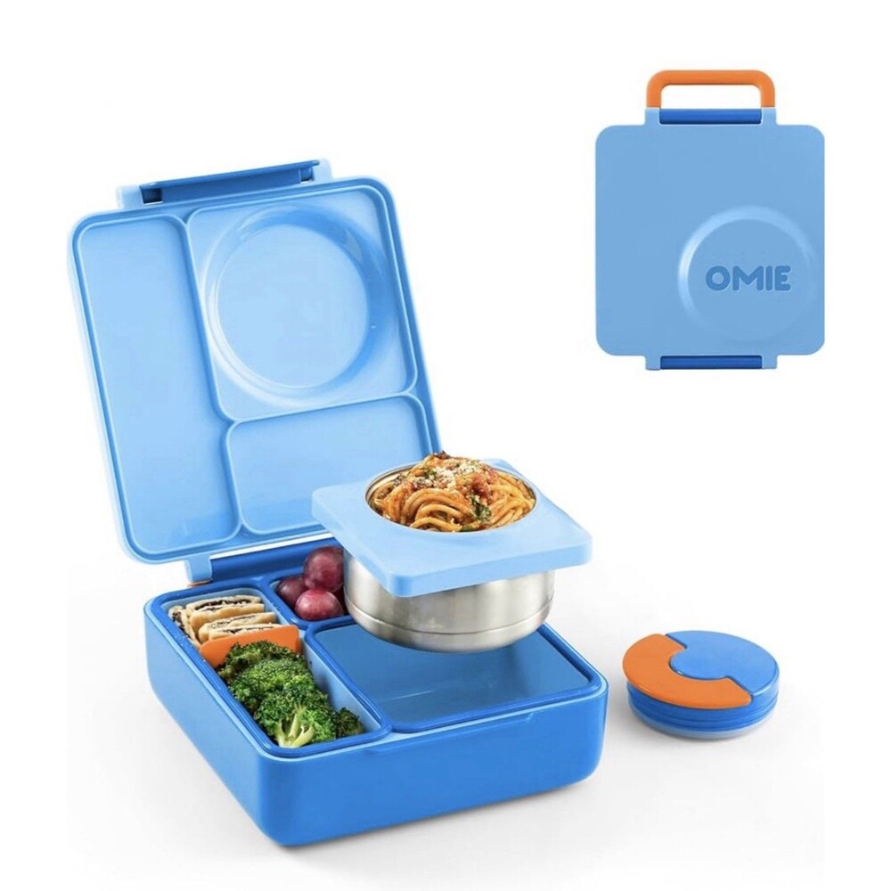 OmieBox Bento Kids Lunch Box Insulated Thermos Leakproof Food Container NEW Blue